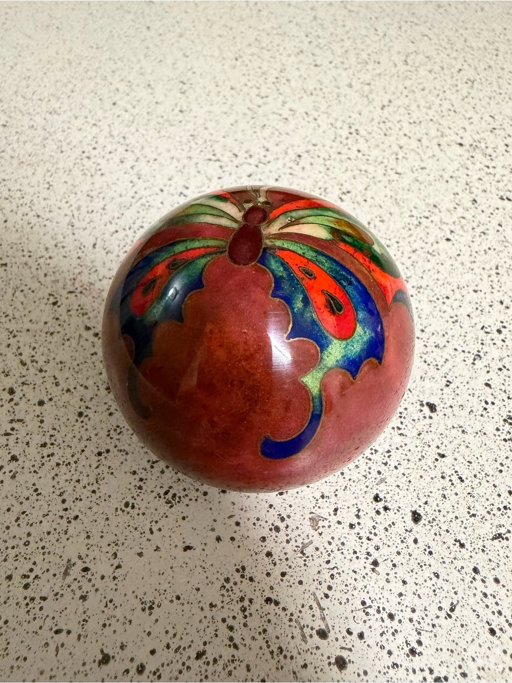 Vintage Kuos China Cloisonne Enamel Signed Paperweight